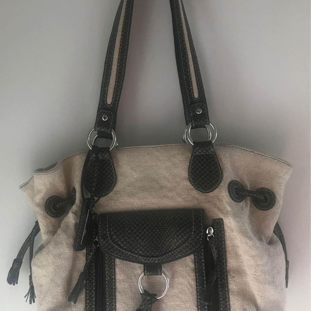 Stone Mountain Medium Sized Purse Brown Beige Lots Of Pockets 14x10 Inches